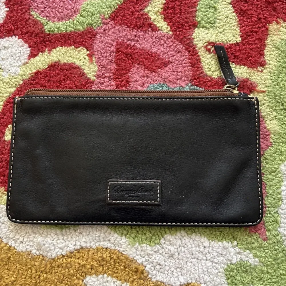 Dooney & Bourke Black Leather Continental Clutch Envelope Wallet Y2K 90s Designr